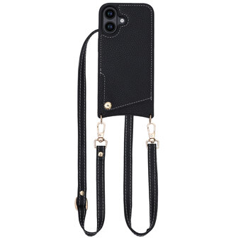 iPhone 16 Plus - Zwart - Back Cover met Bandje