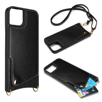 iPhone 15 Zwart - Back Cover met Bandje