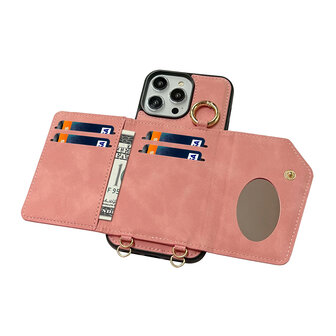 iPhone 16 Pro Max - Pale Pink - 2 in 1 MagSafe Wallet Case met Koord