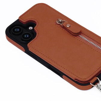 iPhone 16 - Bruin - Back Cover met Koord
