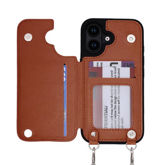iPhone 16 - Bruin - Back Cover met Koord