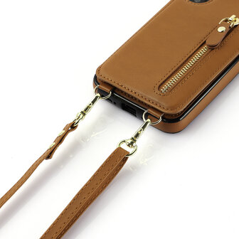 iPhone 16 - Bruin - Back Cover met Koord