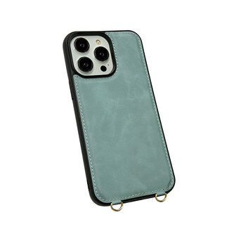 iPhone 16 Pro - Aqua Blue - 2 in 1 MagSafe Wallet Case met Koord