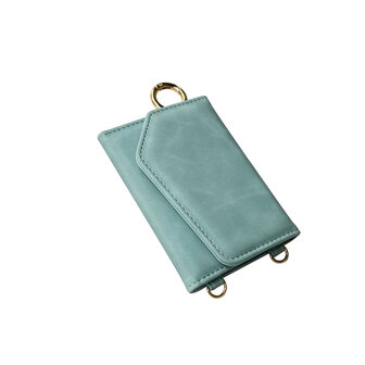 iPhone 16 Pro - Aqua Blue - 2 in 1 MagSafe Wallet Case met Koord