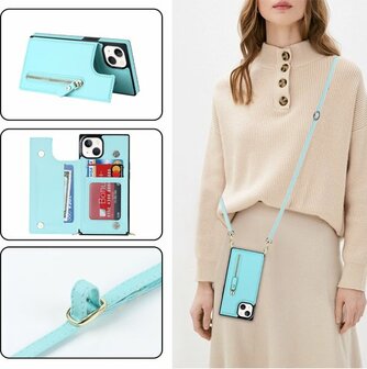 iPhone 14 Turquoise - Back Cover met Koord