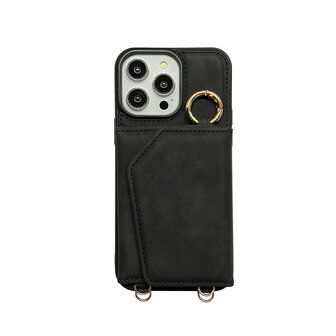 iPhone 14 Pro - Charcoal Gray - 2 in 1 MagSafe Wallet Case - met Koord