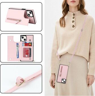 iPhone 15 Roze - Back Cover met Koord