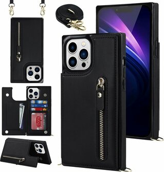iPhone 14 Pro Zwart - Back Cover met Koord