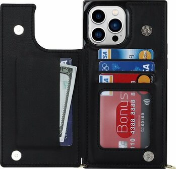 iPhone 14 Pro Zwart - Back Cover met Koord