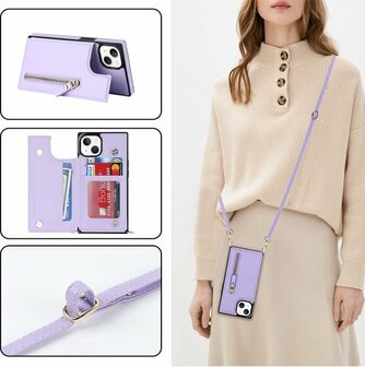 iPhone 15 Plus Paars - Back Cover met Koord