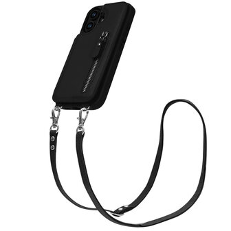 iPhone 16 - Zwart - Back Cover met Koord