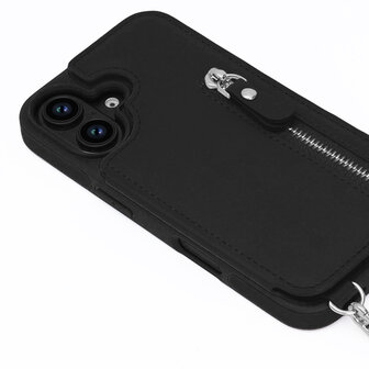 iPhone 16 - Zwart - Back Cover met Koord