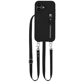iPhone 16 - Zwart - Back Cover met Koord