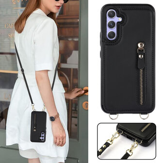 Samsung A14 Zwart - Back Cover met Koord