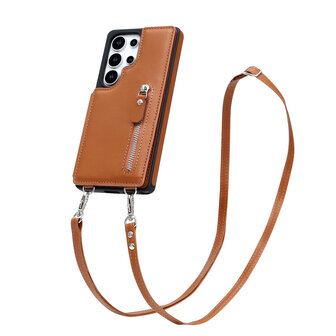 Samsung S25 Ultra - Bruin - Back Cover met Koord