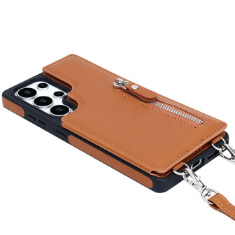 Samsung S25 Ultra - Bruin - Back Cover met Koord