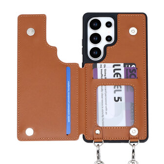Samsung S25 Ultra - Bruin - Back Cover met Koord