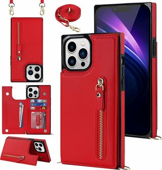 iPhone 14 Pro Rood - Back Cover met Koord