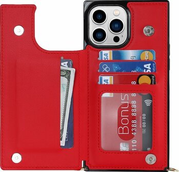 iPhone 14 Pro Rood - Back Cover met Koord