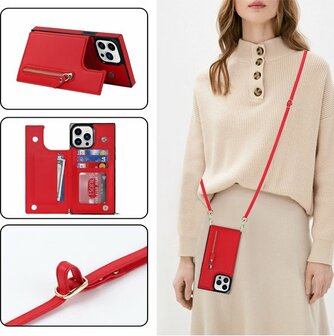 iPhone 14 Pro Rood - Back Cover met Koord