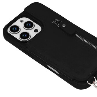 iPhone 16 Pro - Zwart - Back Cover met Koord