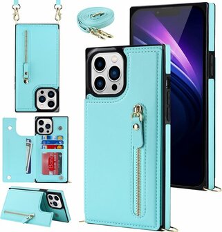 iPhone 14 Pro Max Turquoise - Back Cover met Koord