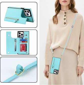 iPhone 14 Pro Max Turquoise - Back Cover met Koord