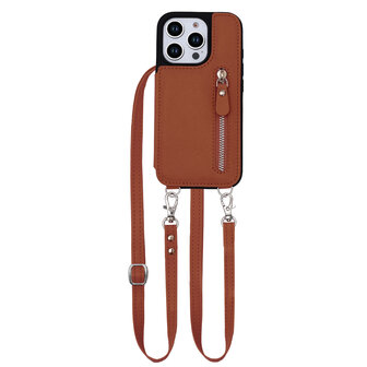 iPhone 16 Pro - Bruin - Back Cover met Koord