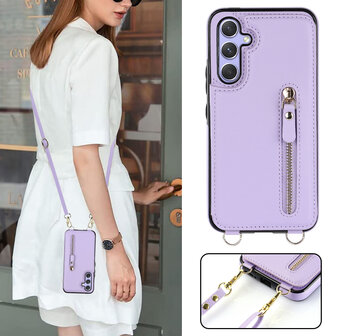 Samsung A15 - Paars - Back Cover met Koord