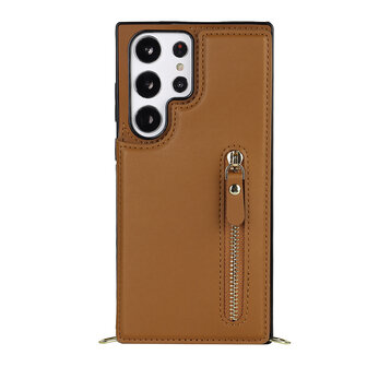 Samsung S24 Ultra Bruin - Back Cover met Koord