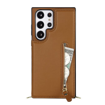 Samsung S24 Ultra Bruin - Back Cover met Koord
