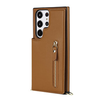 Samsung S24 Ultra Bruin - Back Cover met Koord