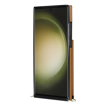 Samsung S24 Ultra Bruin - Back Cover met Koord