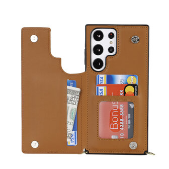 Samsung S24 Ultra Bruin - Back Cover met Koord