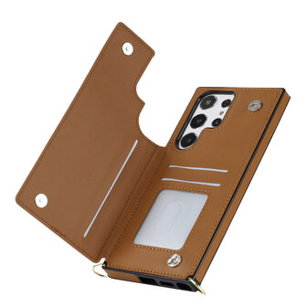Samsung S24 Ultra Bruin - Back Cover met Koord