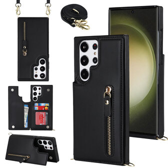Samsung S24 Ultra Zwart - Back Cover met Koord