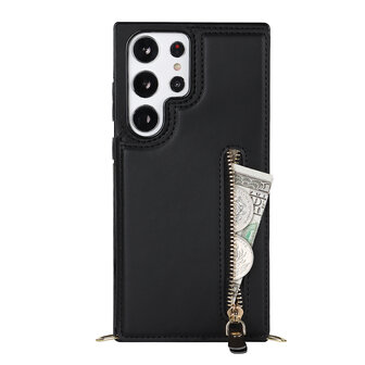 Samsung S24 Ultra Zwart - Back Cover met Koord