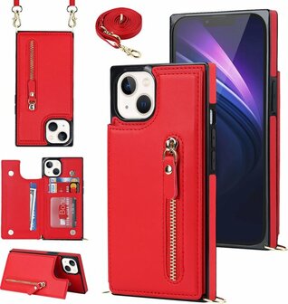 iPhone 15 Rood - Back Cover met Koord
