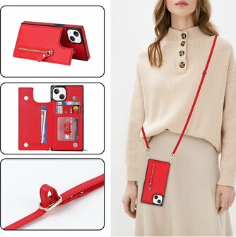 iPhone 15 Rood - Back Cover met Koord