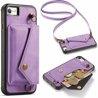 iPhone 7, 8 &amp;amp; SE 2020 Bright Lila - Back Cover met Koord