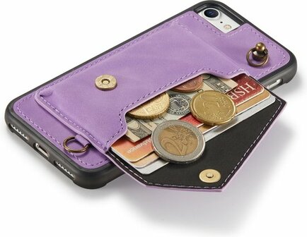 iPhone 7, 8 &amp;amp; SE 2020 Bright Lila - Back Cover met Koord