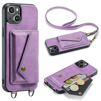 iPhone 15 Bright Lila - Back Cover met Koord