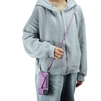 iPhone 15 Bright Lila - Back Cover met Koord