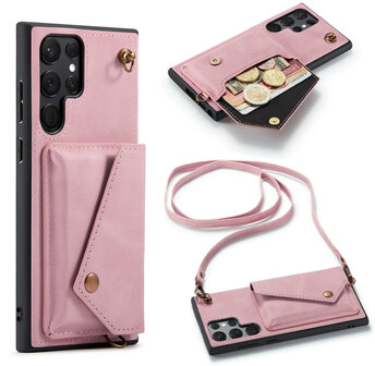 Samsung S22 Ultra Pale Pink - Back Cover met Koord