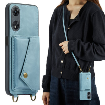 Reno 8T Aqua Blue - Back Cover met Koord