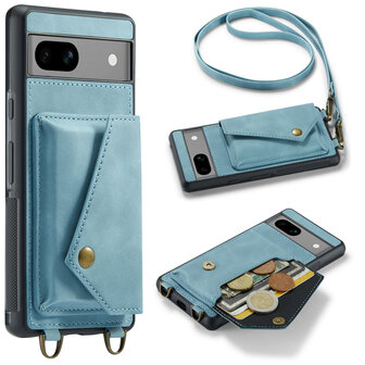 Pixel 7A Aqua Blue - Back Cover met Koord