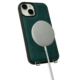 iPhone 16 - Emerald Green - 2 in 1 MagSafe Wallet Case met Koord