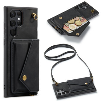 Samsung S22 Ultra Charcoal Gray - Back Cover met Koord