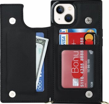 iPhone 14 Zwart - Back Cover met Koord