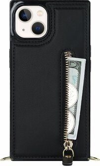 iPhone 14 Zwart - Back Cover met Koord